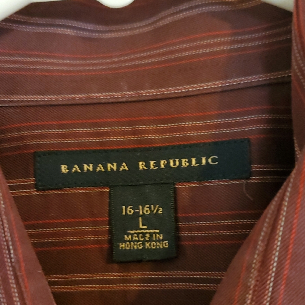 Banana Republic Burgundy and Beige Striped Dress Shirts - Picture 6 of 8
